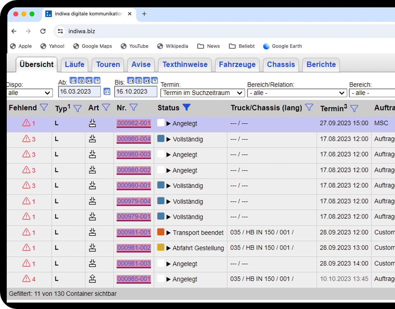 Screenshot Contado-Software Auftragsverwaltung