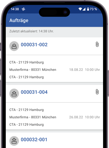 Screenshot der mobilen Contado-App auf Smartphone Aufträge