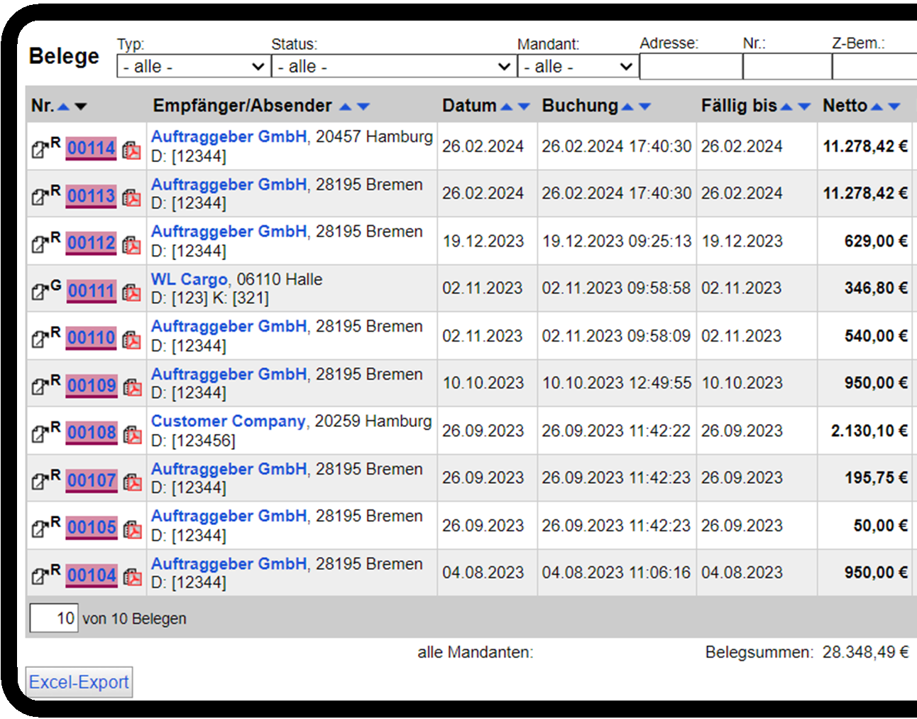 Screenshot Contado-Software Faktura